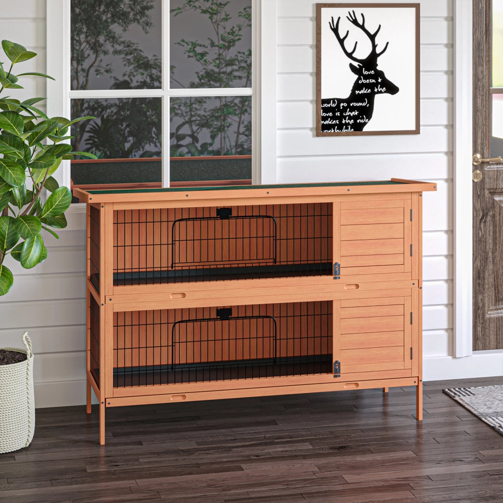Gabbia per conigli a 2 piani ¨C Xylo ¨C legno di pino massello verde 137x50x93cm