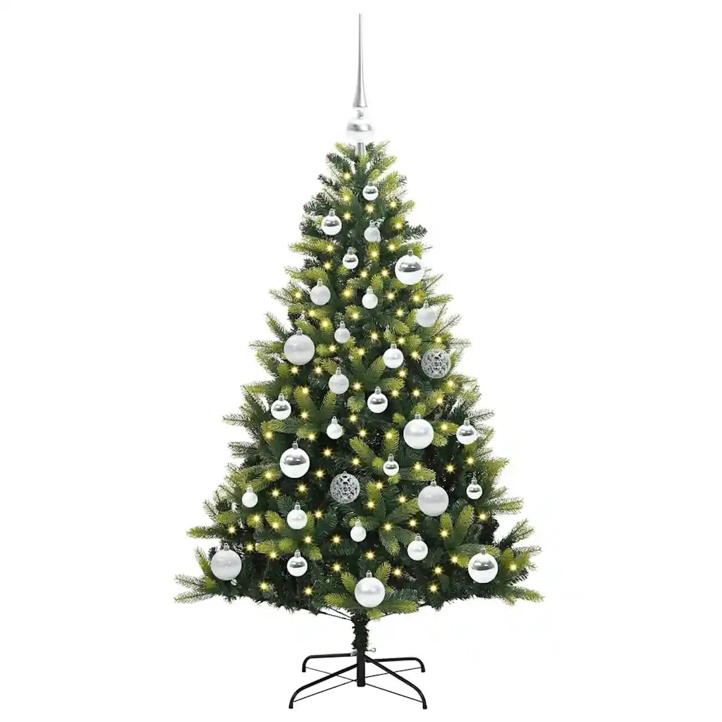 Albero di Natale Artificiale Pieghevole 150 LED Verde 120 cm