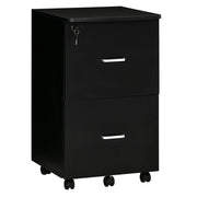 EasyComfort Armadietto da Ufficio con 2 Cassetti e 5 Ruote, Schedario in MDF e Truciolato, 43x45x72 cm, Nero