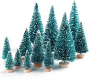 34 pezzi Miniature alberi di pino con base in legno per decorazione di Natale, crafting e esposizione.