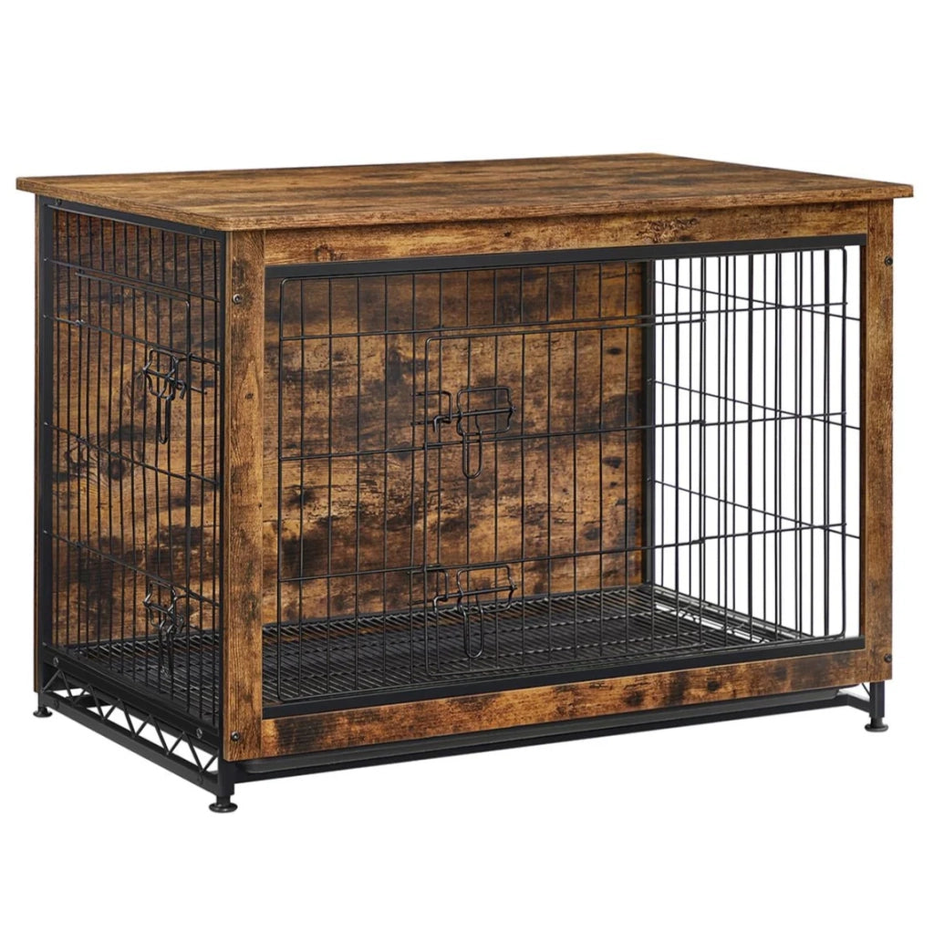 Tavolino laterale per trasportino per cani cuccia moderna per cani fino a 32 kg gabbia per cuccioli vassoio rimovibile cuccia per animali domestici 2 porte 12_0004787