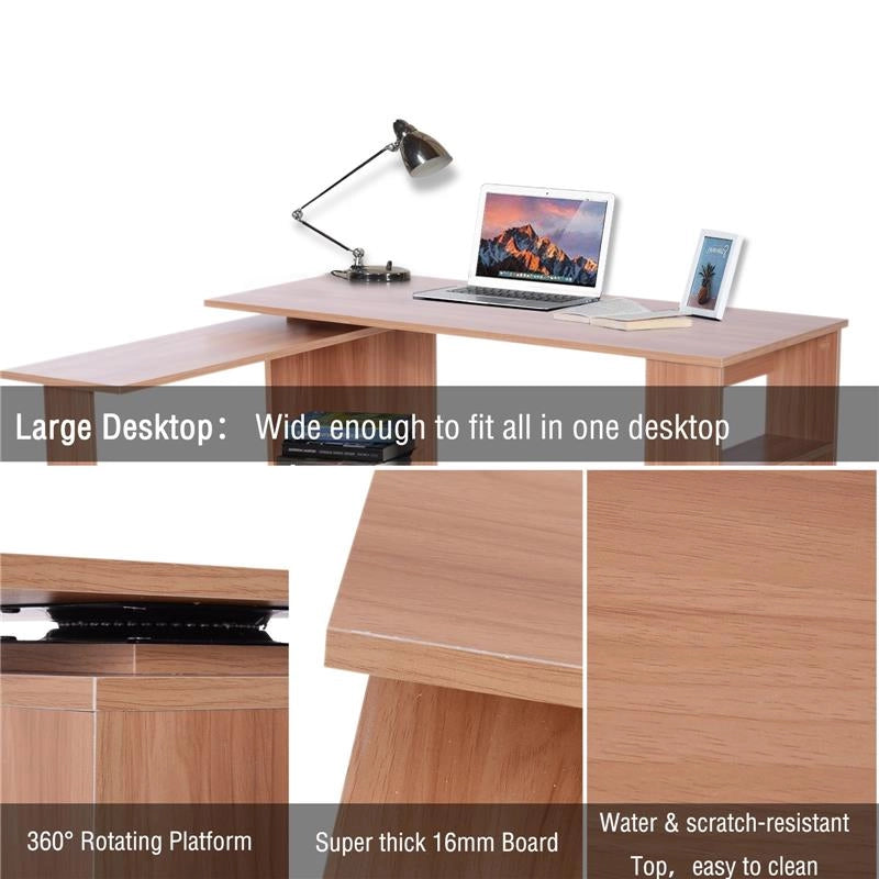SCRIVANIA AD ANGOLO MULTIPOSIZIONE CON 5 RIPIANI LEGNO 120 X 110 X 74 CM