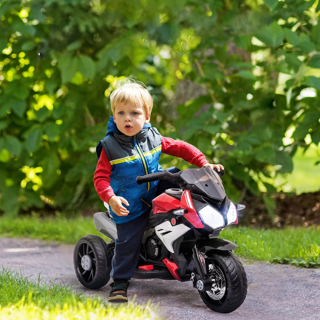 EasyComfort Moto Elettrica per Bambini 3-5 Anni Max. 25kg con Luci, Musica, Batteria 6V e Velocità 3km/h, 86x42x52 cm, Rossa