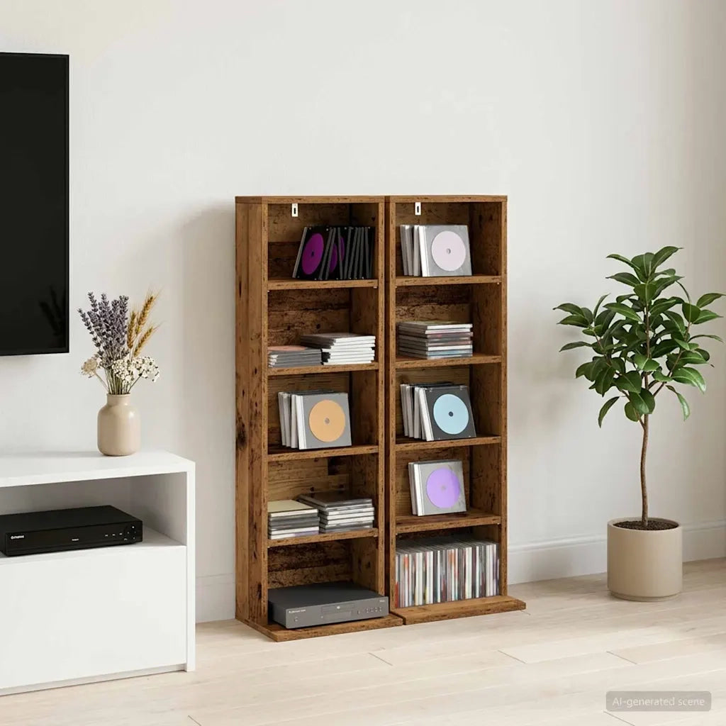 Mobile per CD 2 pz Legno antico 33 x 23,5 x 97,5 cm 8012703