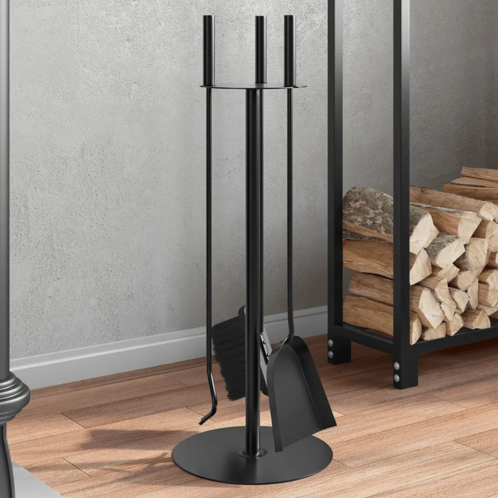 Set di attrezzi per camino 4 pezzi 22x59 cm in acciaio 156375