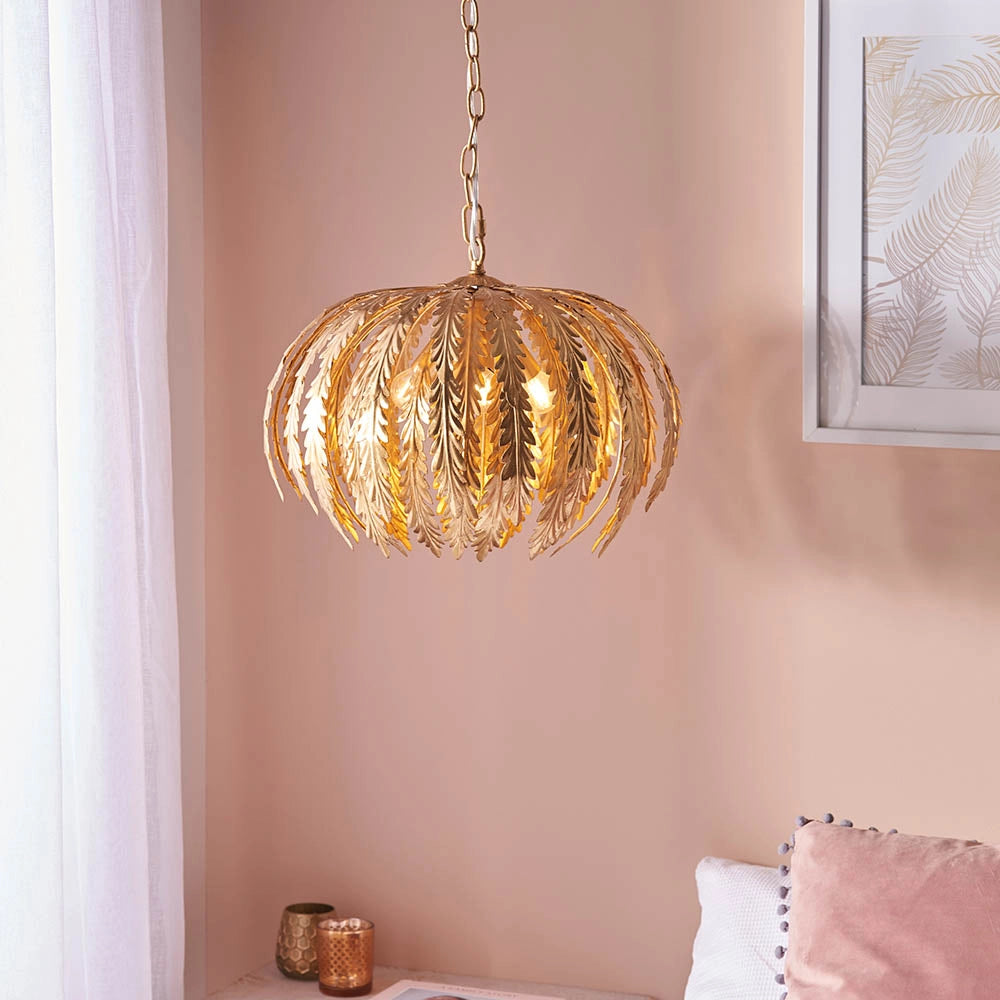 Lampadario Art Déco oro foglia 3xE14 Endon Delphine