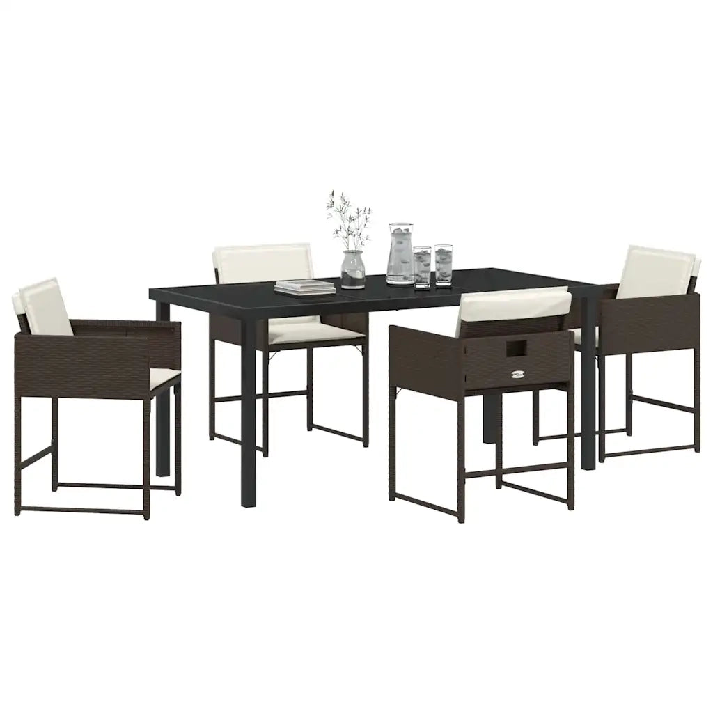 Set da Pranzo per Giardino 5 pcs Marrone polyrattan 3380727