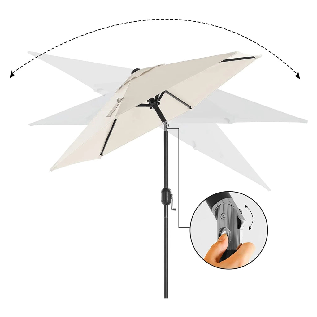 Ombrellone da giardino 2 mt palo ombrellone e stecche metalliche basculanti non incluse per giardino balcone terrazzo esterno piscina spiaggia beige 12_0001774