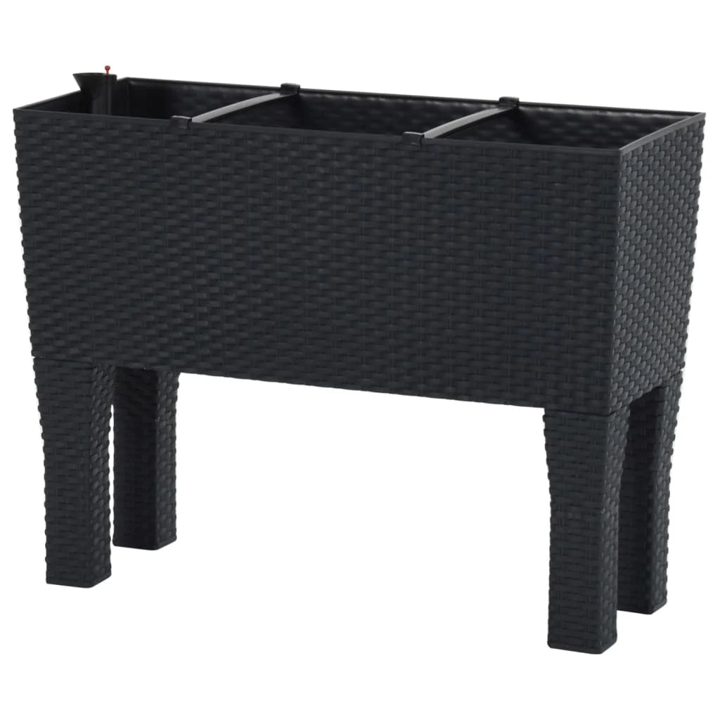 Vassoio per fioriera aiuola rialzata piante fiori terrazza giardino giardino 60 x 25 x 46 cm PP Rattan antracite 02_0039462
