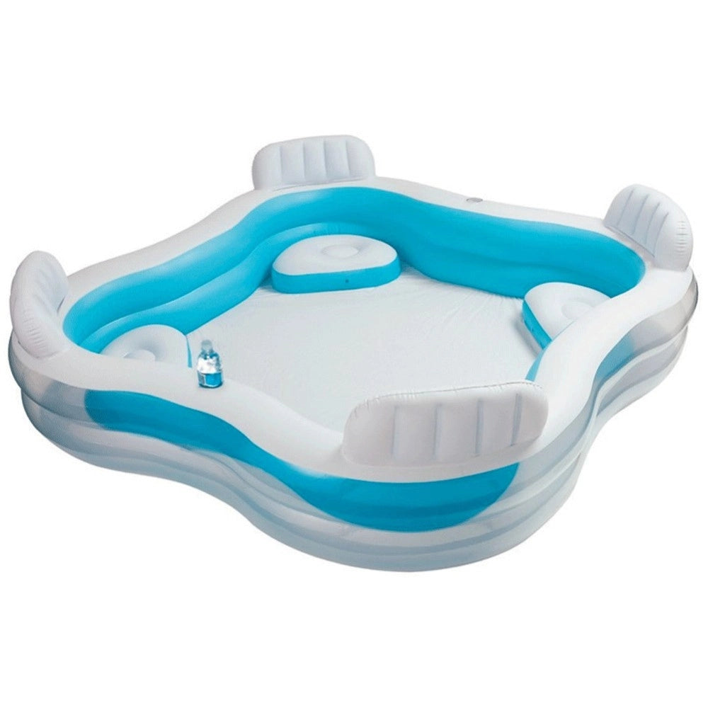 Trade Shop - Piscina Gonfiabile Fuoriterra 4 Sedili 229x229x66cm Con 2 Portabicchieri -