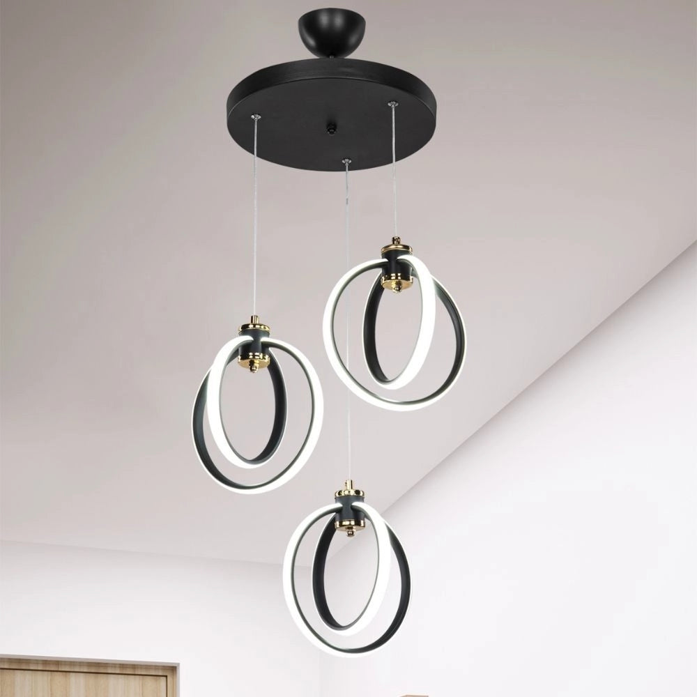 Lampada a sospensione Felicia tre punti luce cerchi LED ASZ1593 EFFEZ