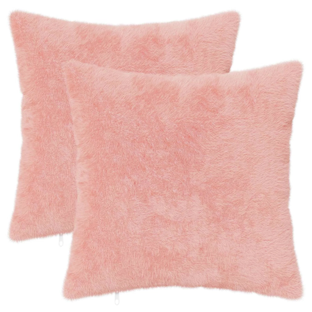 Federa 2 pz HEERLEN Rosa 50 x 50 cm Pelliccia di Coniglio Finta 911185