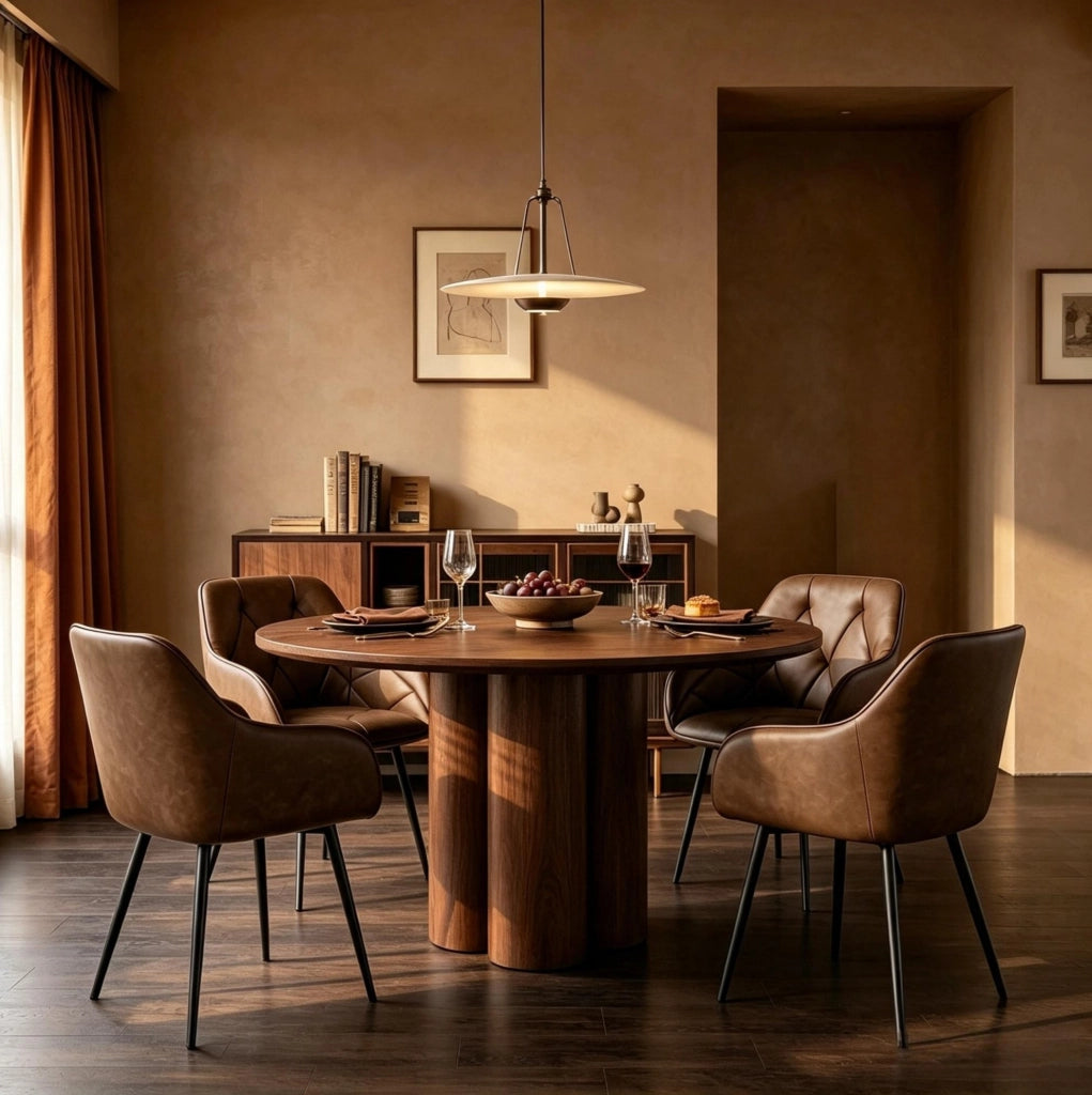 Set di 2 sedie da pranzo con braccioli in similpelle marrone