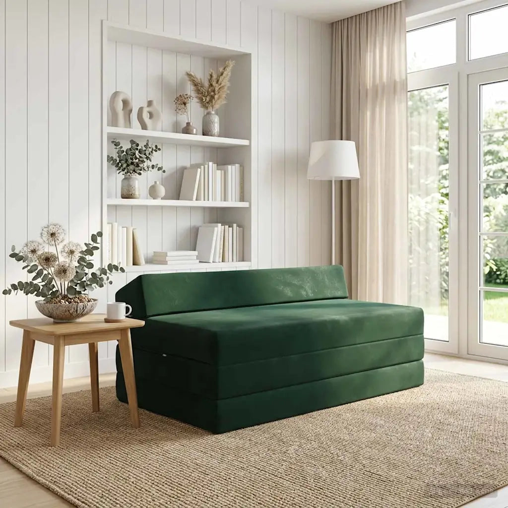 Divano Letto Pieghevole Verde Scuro 120 x 60 x 49 cm Tessuto