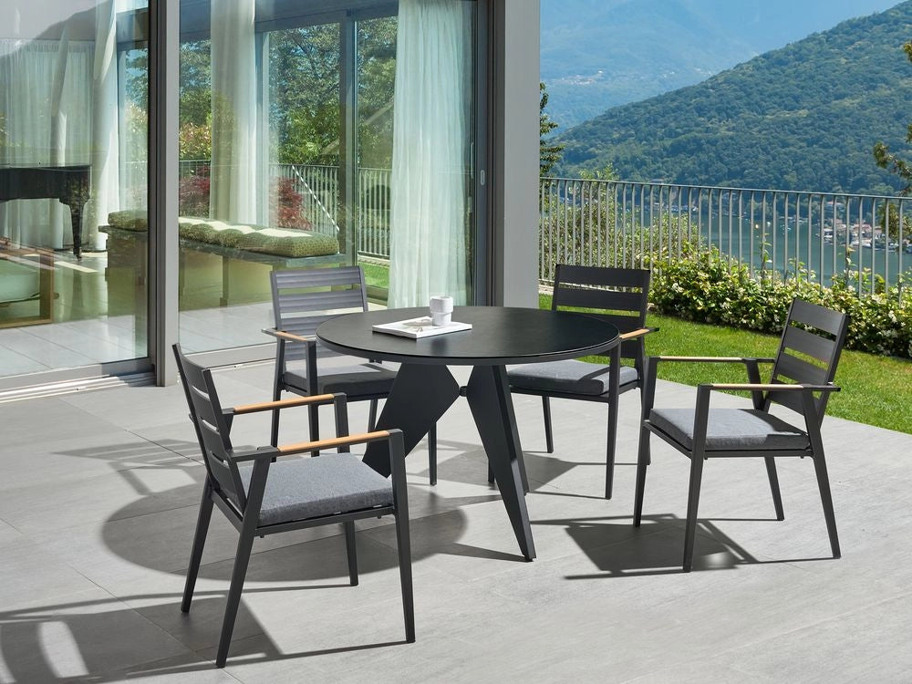 Tavolo da giardino metallo nero 110 cm tavolo da pranzo moderno per esterni