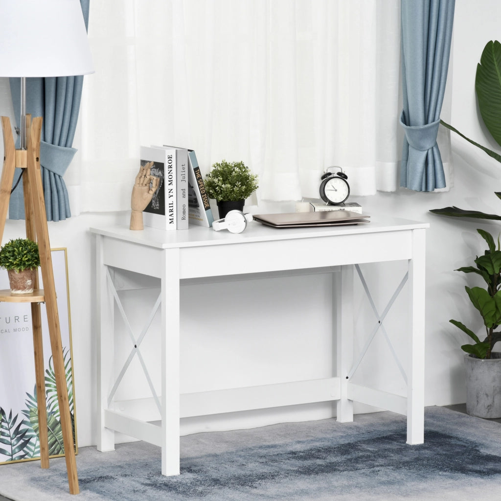 Scrivania Moderna ¨C Zephmum ¨C Legno Acciaio Bianco 105x50x76 cm