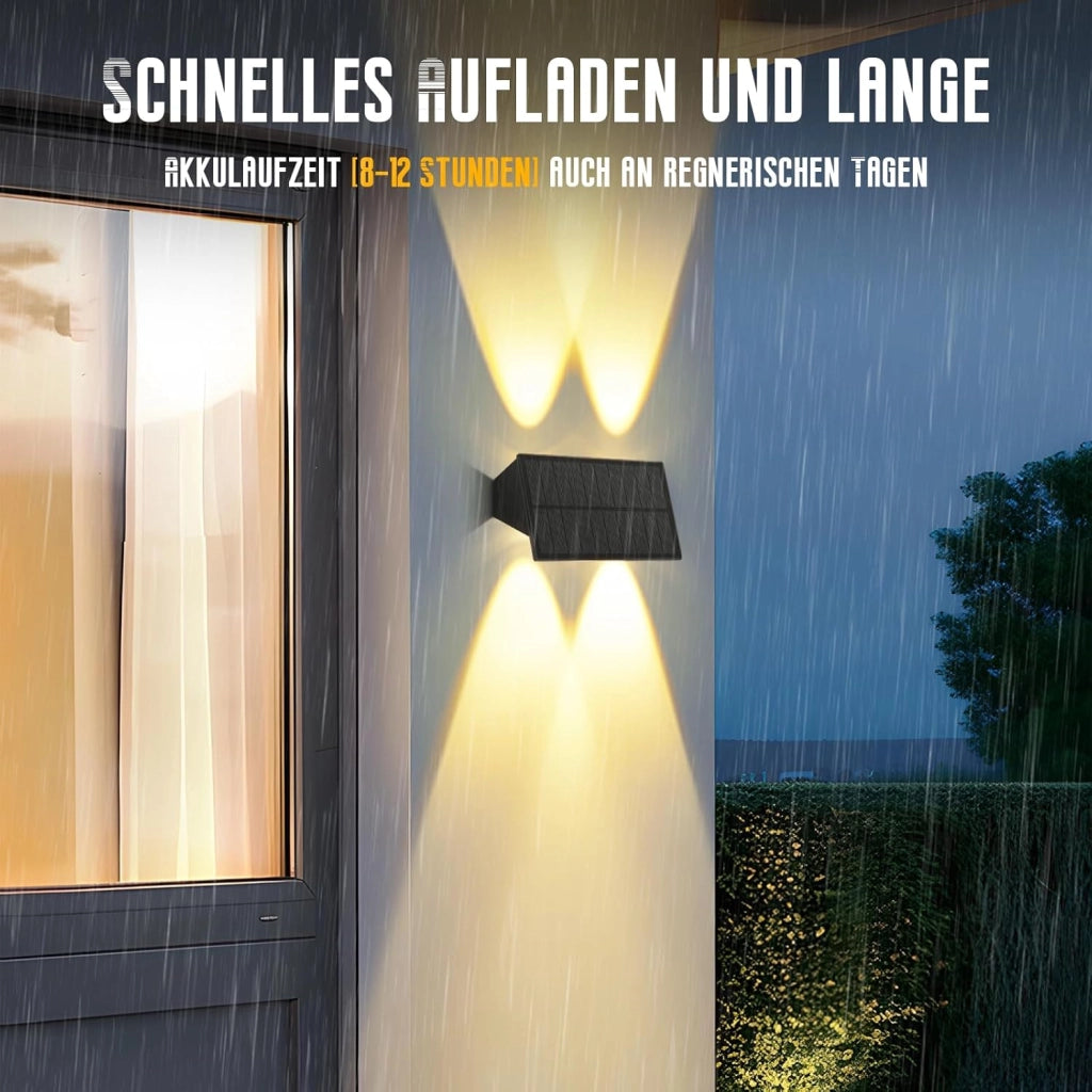 ZMH Lampada da Parete Solare Esterna Luce Calda Alto e Basso 2 Pezzi per Recinzione Giardino Balcone Terrazza