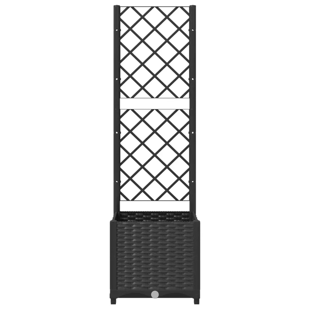 Fioriera da giardino con traliccio nera 40x40x136 cm PP 318269