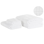 Set di 4 asciugamani da bagno e telo da bagno per ospiti in cotone bianco a bassa torsione