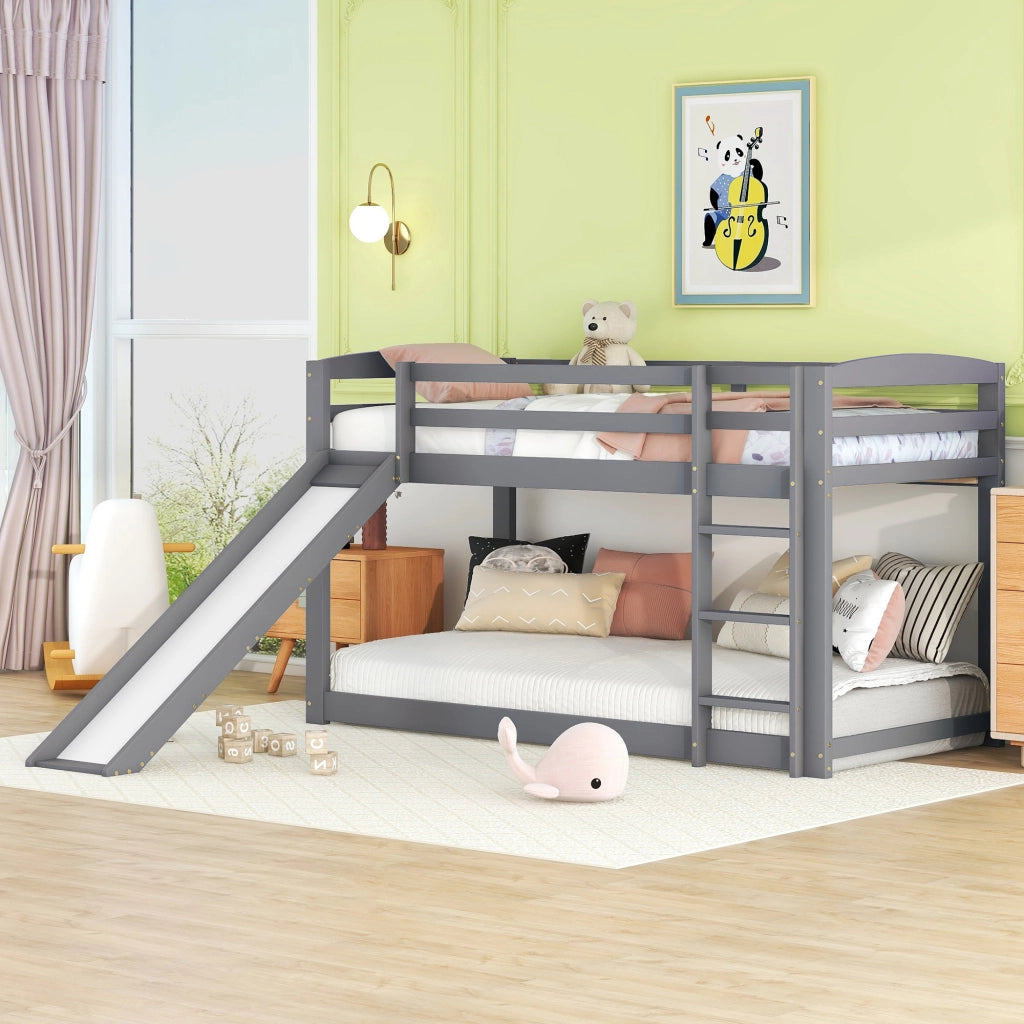 Letto a castello con scivolo legno di pino 90x200 cm