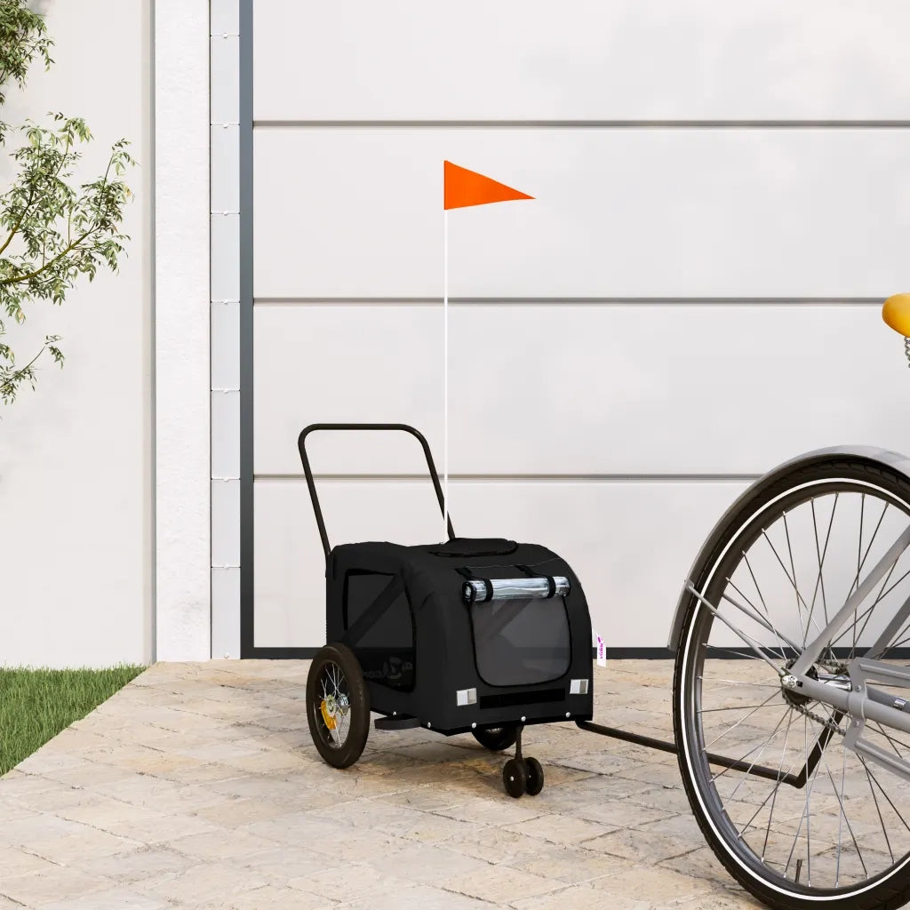 Rimorchio da Bici per Animali Nero Oxford e Ferro CFW1087358