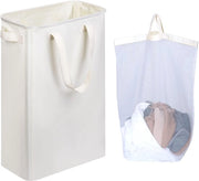 Waschino 50 litri - Waschino sottile con tasca interna rimovibile e lavabile e maniglie per spazio lavanderia camera da letto bagno (beige) cesta per asciugamani