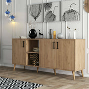 Madia Vardah, Credenza 3 Ripiani, 180x45x80h cm Marrone Quercia