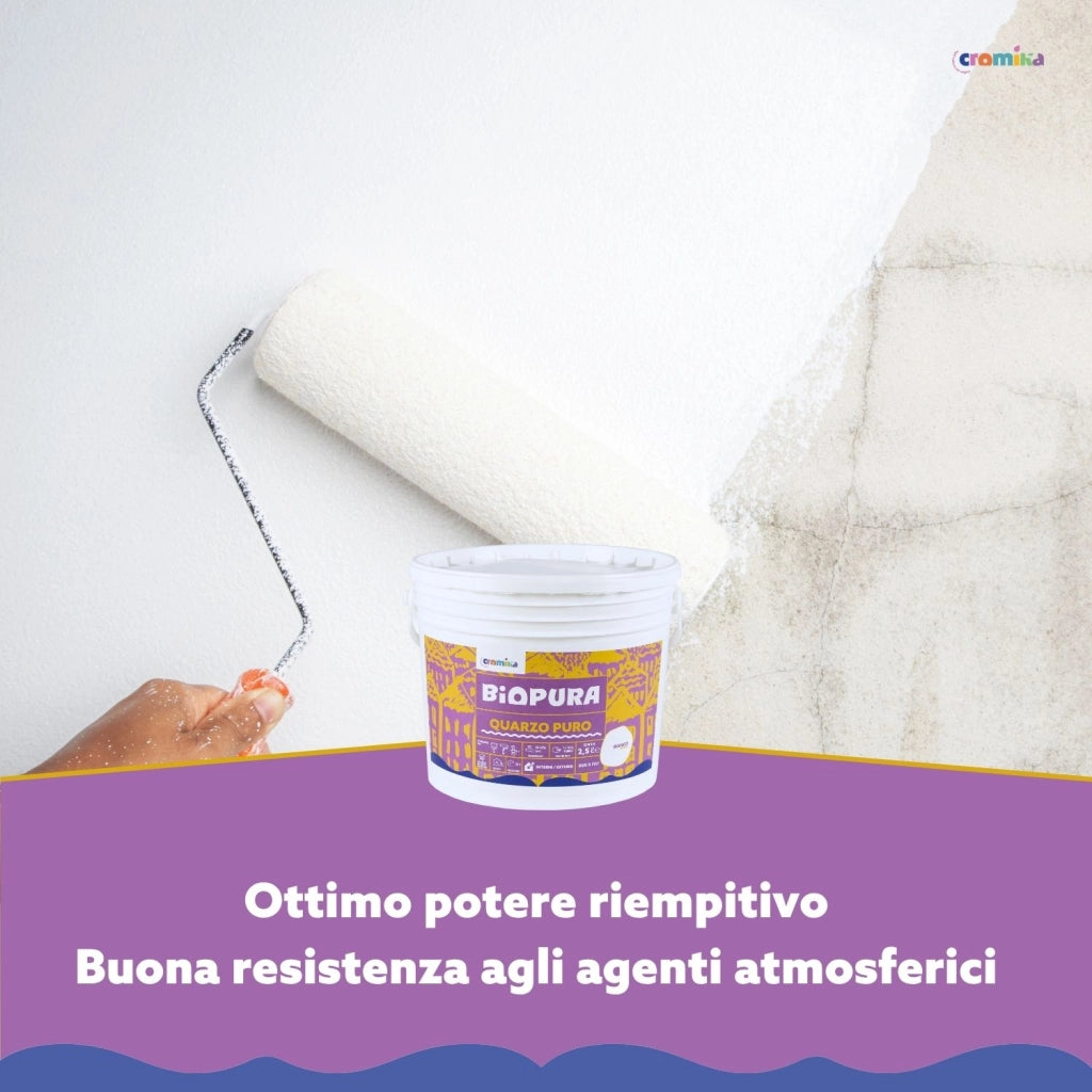 Pittura murale quarzo puro interni esterni finitura opaca linea biopura cromika *** formato 2.5 lt, confezione 1