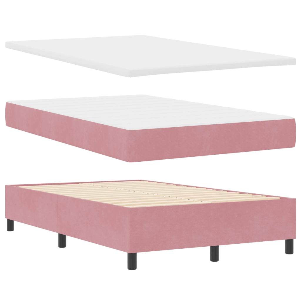 Letto a Box con Materasso e Panchina Rosa 120x200 cm Velluto