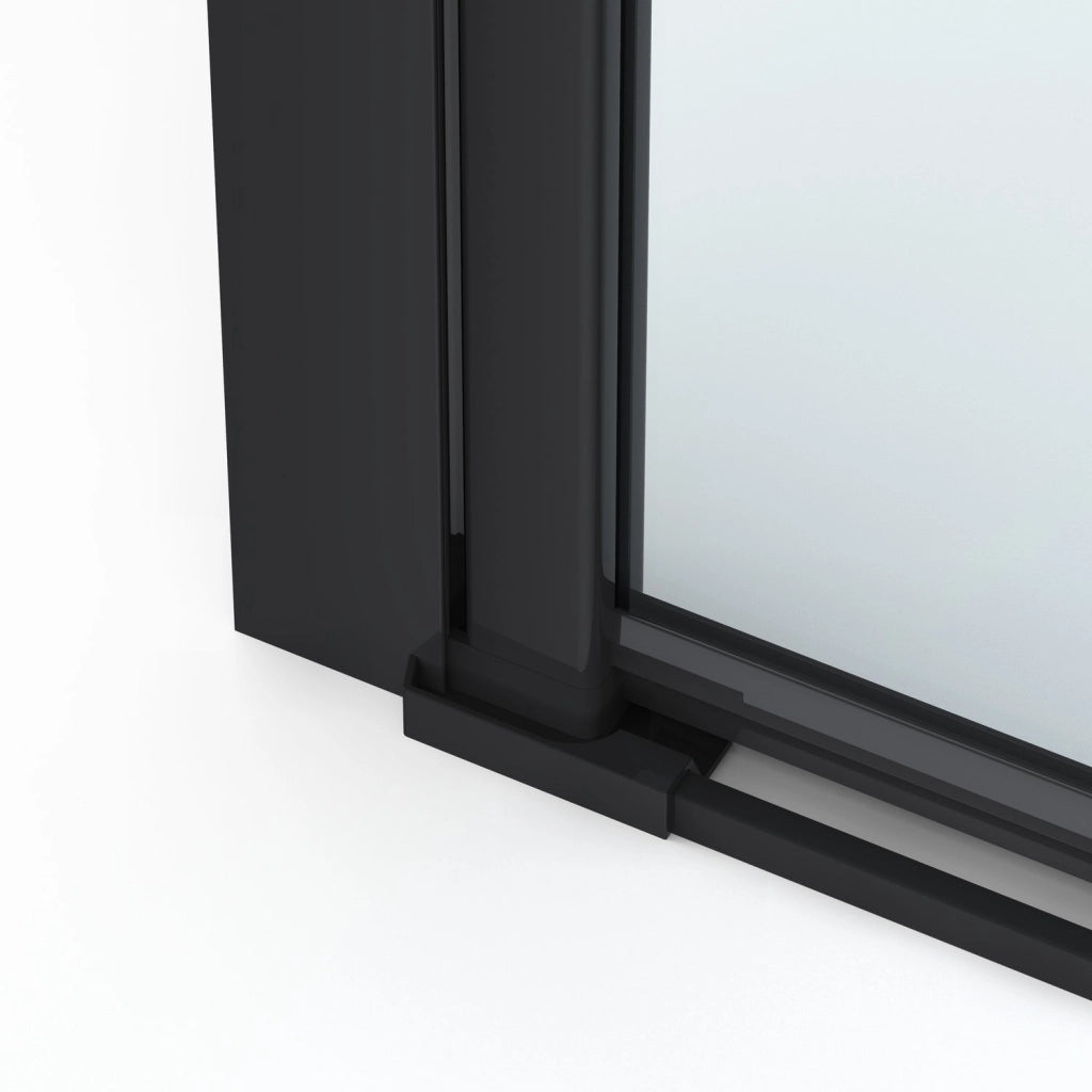 Box doccia 120 cm apertura a SOFFIETTO nicchia H200 cm cristallo 6mm profilo Nero Opaco LIAM