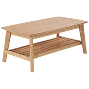 Tavolino da caffè in marrone chiaro MDF con gambe in legno di gomma con ripiano 100 x 55 cm dal design classico