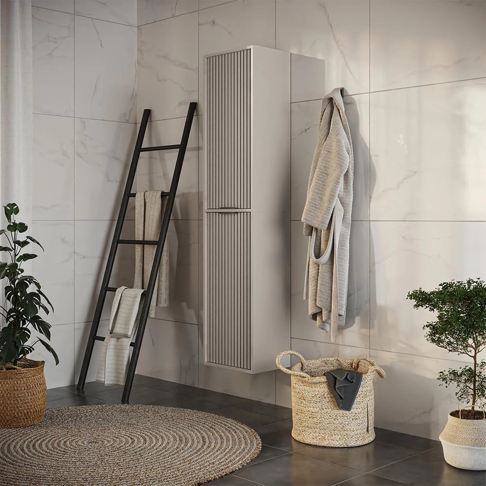 Armadio per il bagno Ruford, Cachemire, 40 x 176 cm con 2 porte, adatto per la conservazione salvaspazio di accessori da bagno