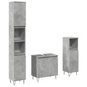 Set Mobili da Bagno | Armadio da bagno 3 pz Grigio Cemento in Legno Multistrato
