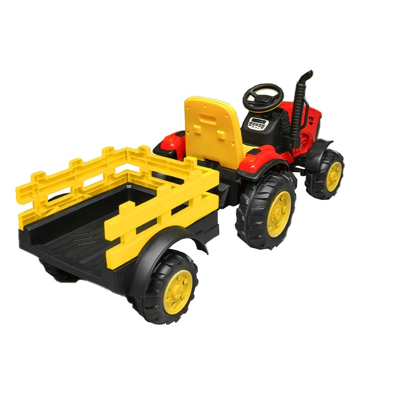 Trattore elettrico con rimorchio, telecomando e batteria per bambini 1980x650x610