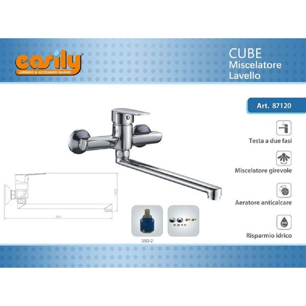Trade Shop - Rubinetto Miscelatore Lavello Monocomando Moderno Cromato Classico Cube 87120 -