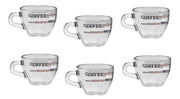 Set 6 Tazzine Tazze Caffè in Vetro Brazil Writings 75 cc