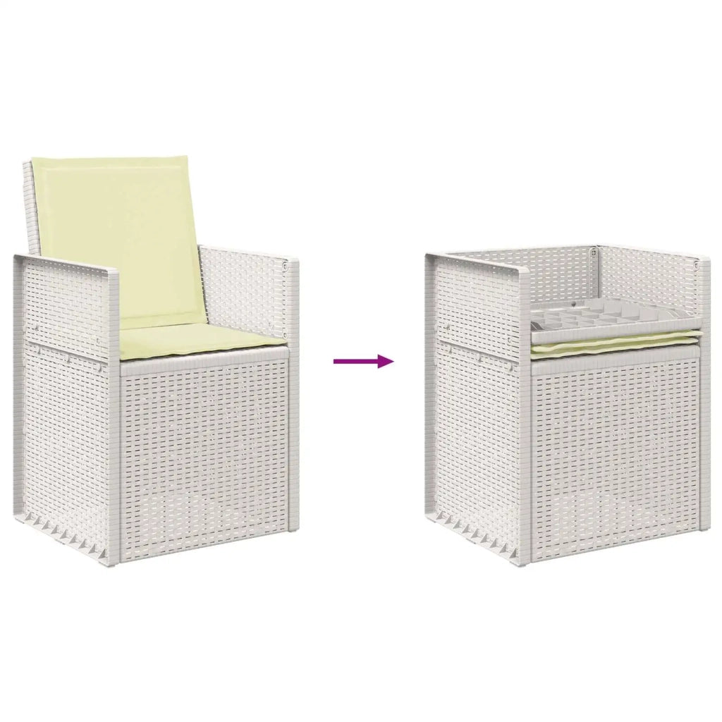 Set da Pranzo per Giardino con cuscino 7 pcs Bianco e Crema PP