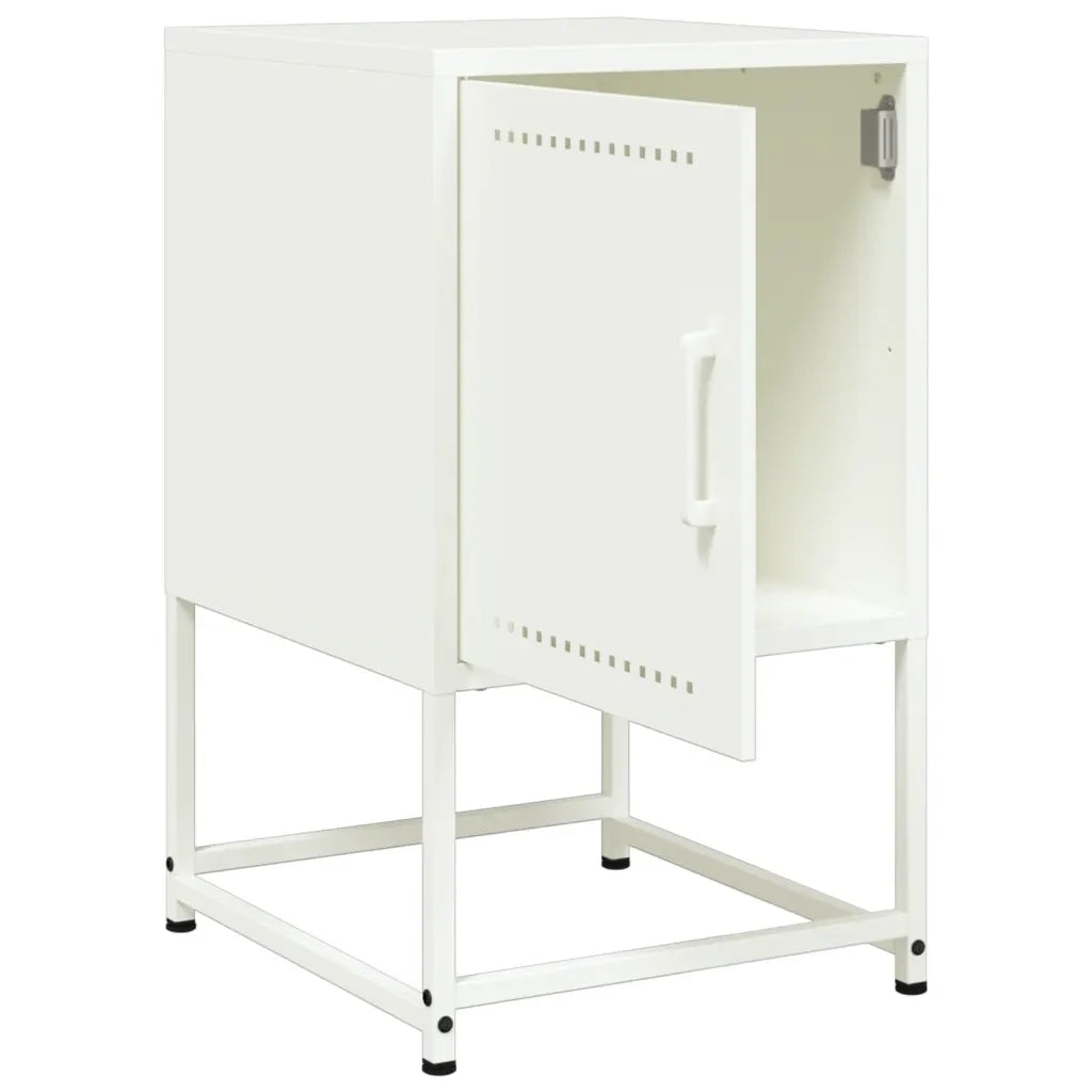 Set di 2 Comodini | Armadio da Notte | Mobiletto da notte Bianchi 36x39x60,5 cm in Acciaio