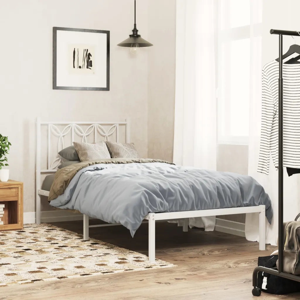Giroletto senza Materasso con Testiera-Struttura Letto Metallo Bianco 75x190 cm 886402
