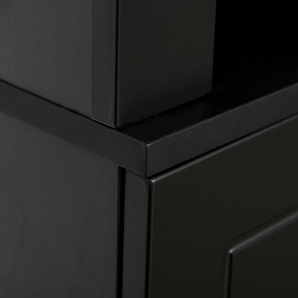 Credenza Alta 2 Ante 3 Ripiani 74,6x35,5x182,5cm in Legno Nero