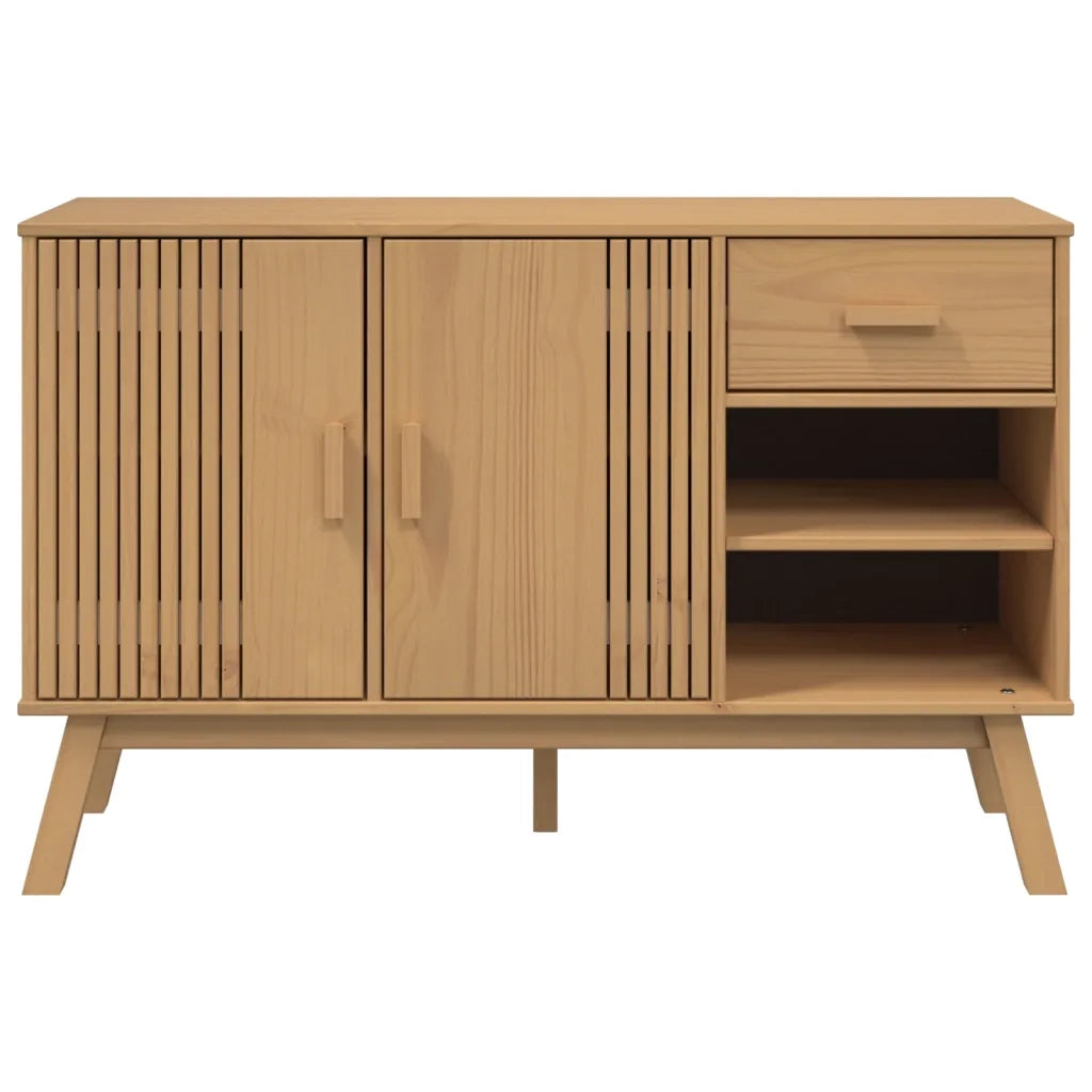 Credenza | Madia | Buffet da pranzo | Armadio da pranzo OLDEN Marrone 114x43x73,5 cm in Legno Massello di Pino