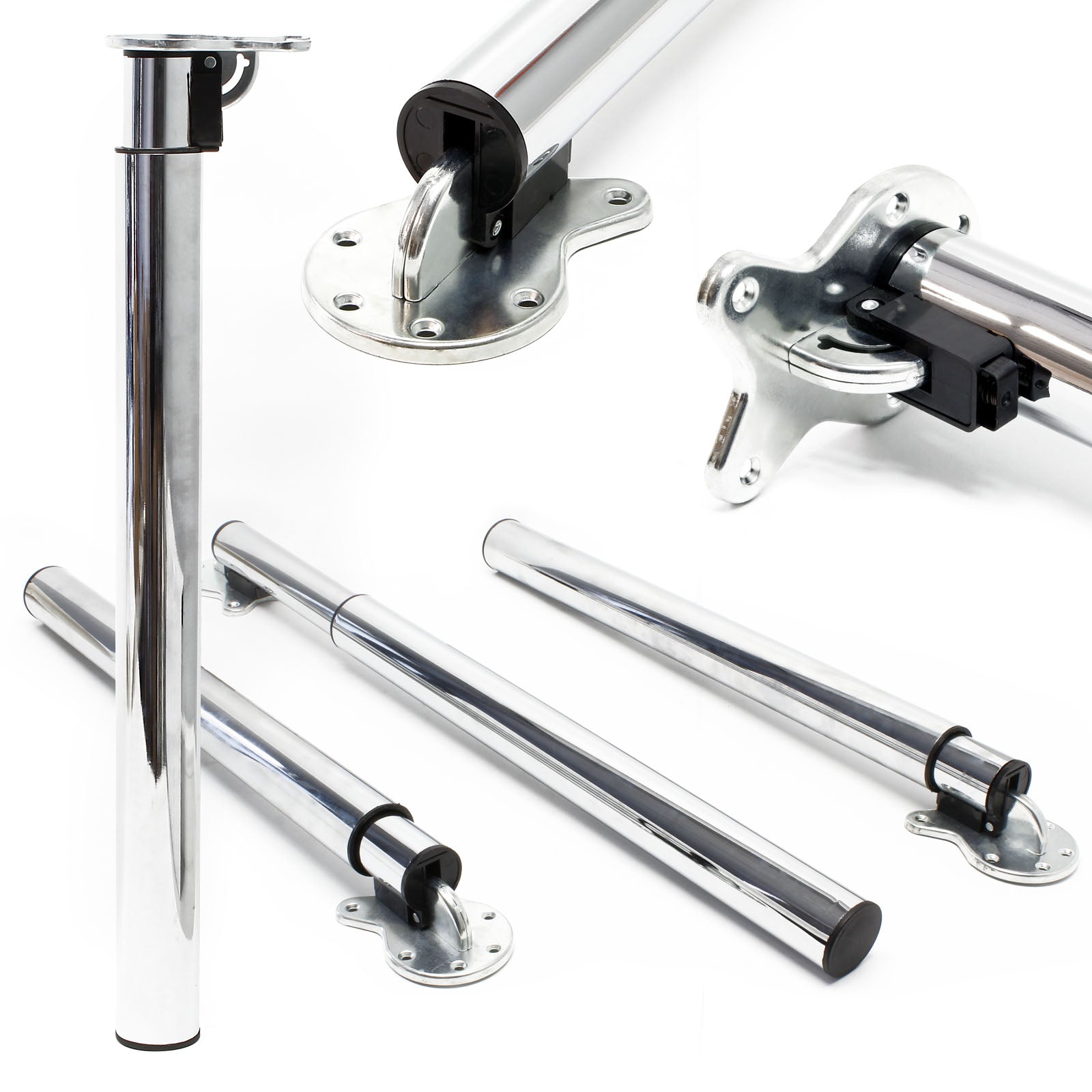 Set 4 gambe tavolo in cromo altezza regolabile 70-110 cm Piede per mobili