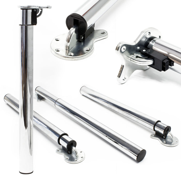 Set 4 gambe tavolo in cromo altezza regolabile 70-110 cm Piede per mobili