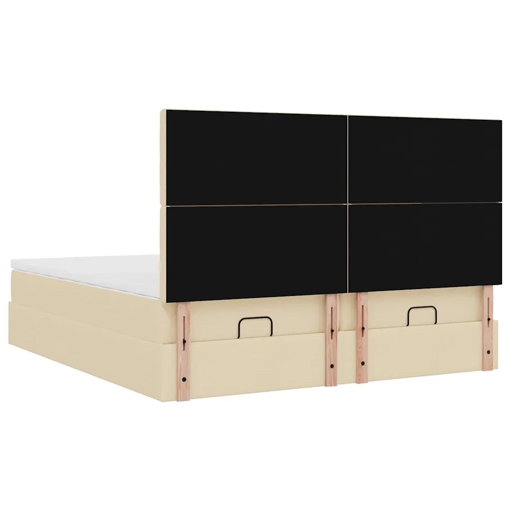 Struttura Letto Pouf con Materassi Crema 160x200 cm in Tessuto 3314581