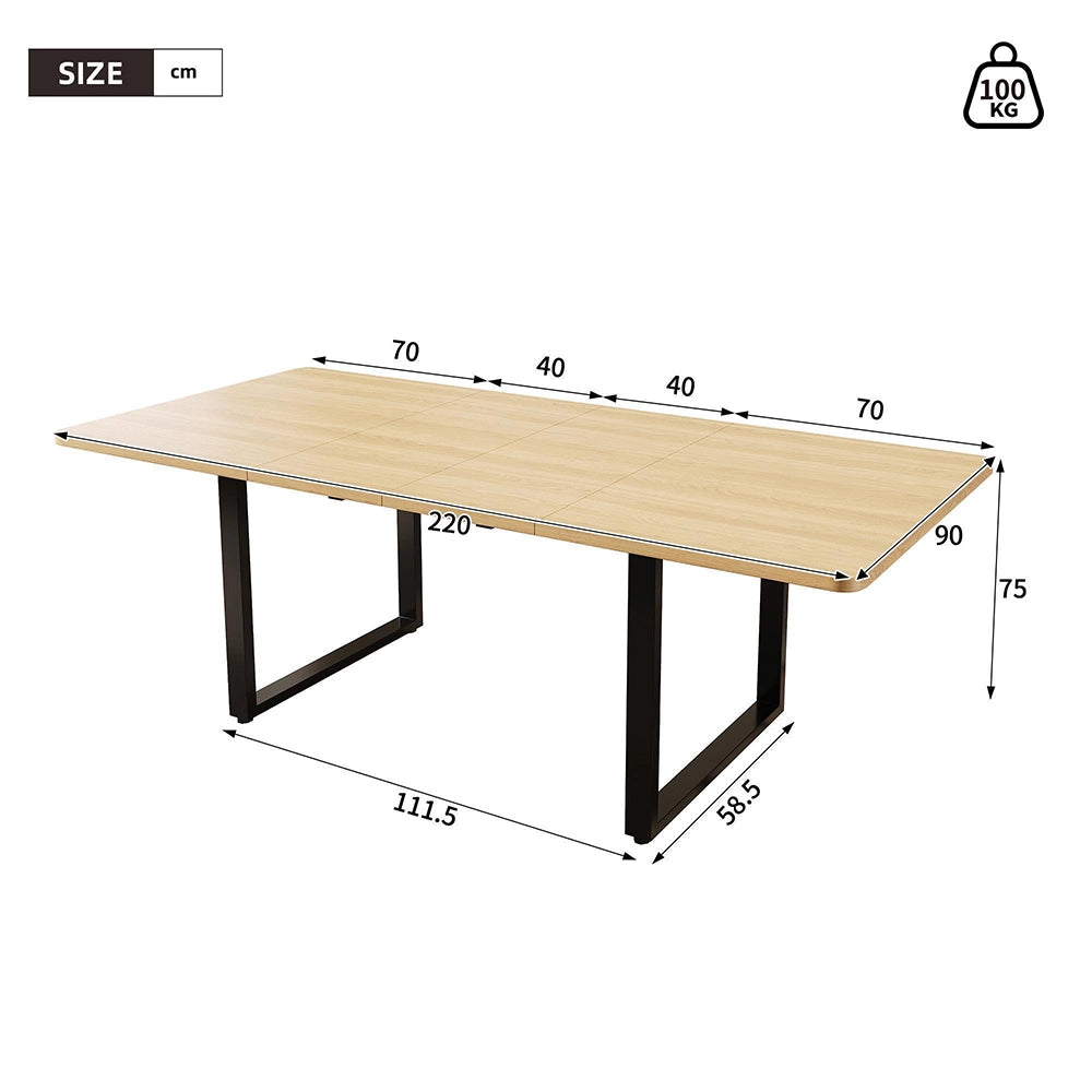 Tavolo allungabile a 3 lunghezze - Xylo - 140/180/220x90 cm - Colore quercia - Per 6-10 persone