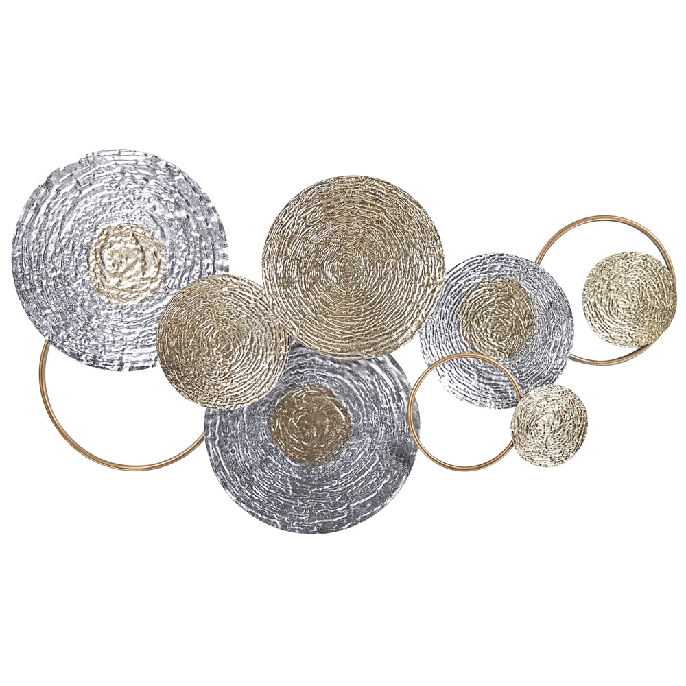 Decorazione da parete dorato e Argento Ferro 110 x 60 cm Metallo Scultura Arte Cerchi Natura Modern Glam Accessorio