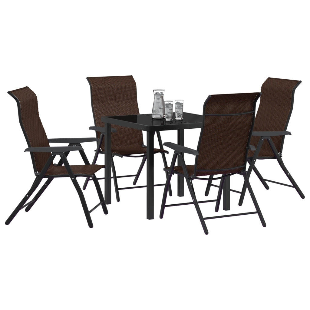 Set da Pranzo da Giardino da 5 Pezzi Marrone Polyrattan
