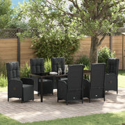 Set da Pranzo da Giardino 7 Pezzi con Cuscini Nero Poly Rattan