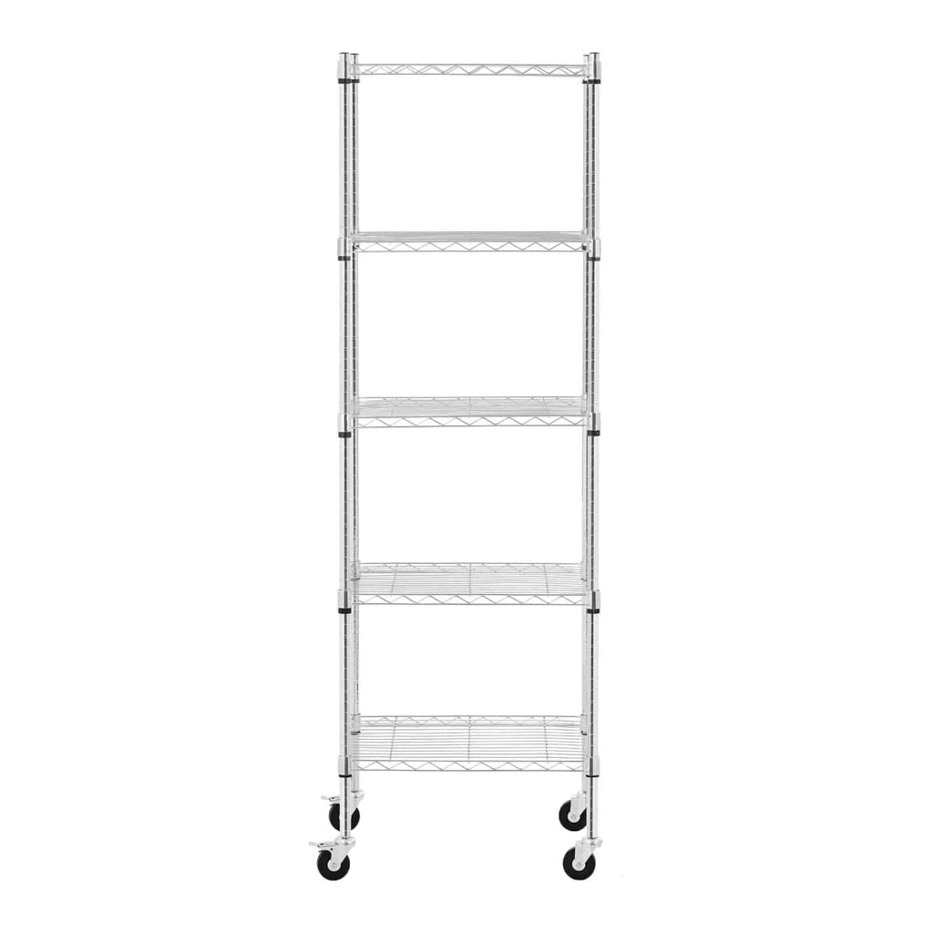 Scaffale in metallo 60 x 45 x 190 cm 50 kg 4 ruote scaffale autoportante scaffale portaoggetti in metallo 14_0005194