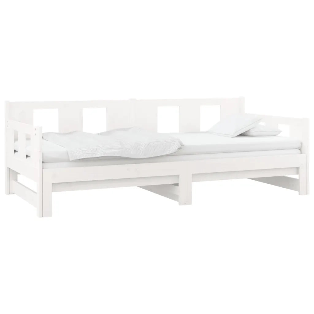 Dormeuse Estraibile Bianca Legno Massello di Pino 2x(90x190) cm 820293